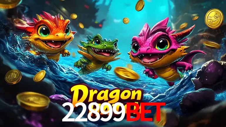 Arte promocional do jogo Dragon Hatch com três adoráveis dragões bebês nadando entre moedas de ouro, um dos slots mais divertidos para jogar no cassino 22899bet.