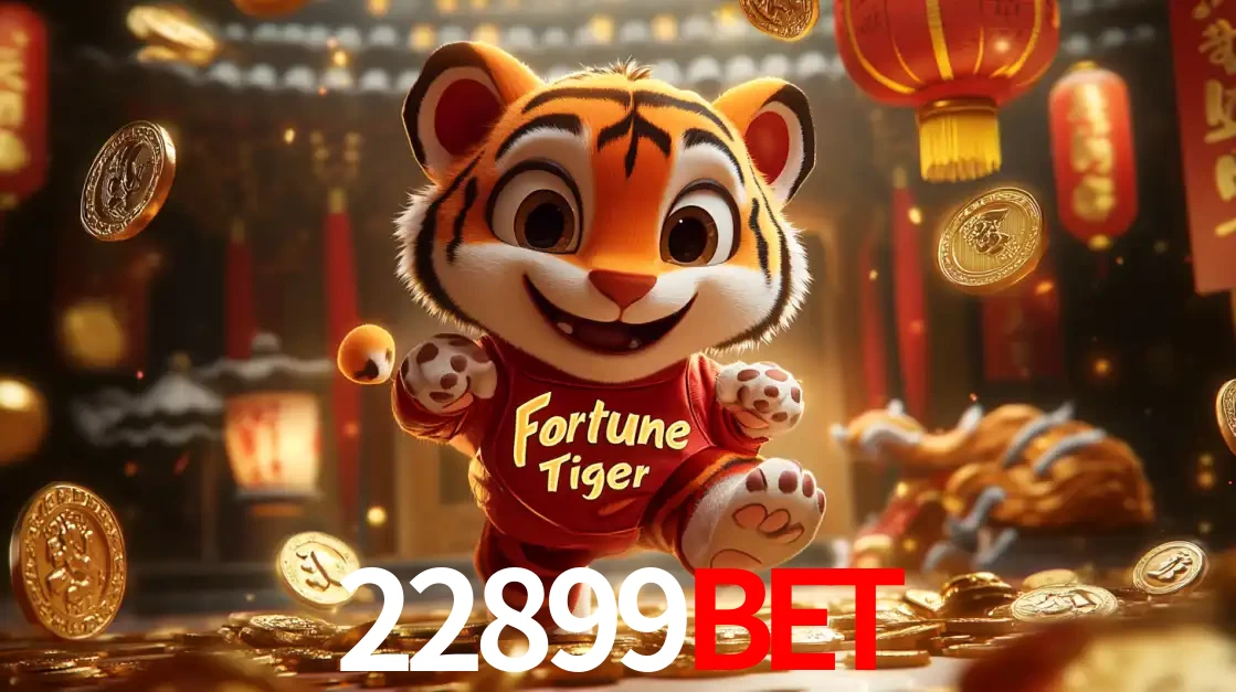 O alegre personagem do Fortune Tiger correndo sobre um caminho de moedas de ouro, simbolizando os grandes prêmios e a diversão do popular jogo de slot do 22899bet.