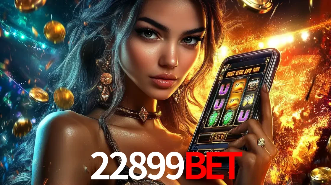 Mulher elegante mostrando um jogo de caça-níqueis em seu smartphone, destacando a experiência de cassino móvel oferecida pelo aplicativo 22899bet.